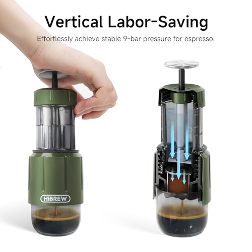H4D 2-in-1 Portable Hand-Pump Coffee Machine Built-in Cup (Light green)