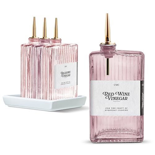 Glass Oil Dispenser Bottle (Pink Textured / 4 Pack)