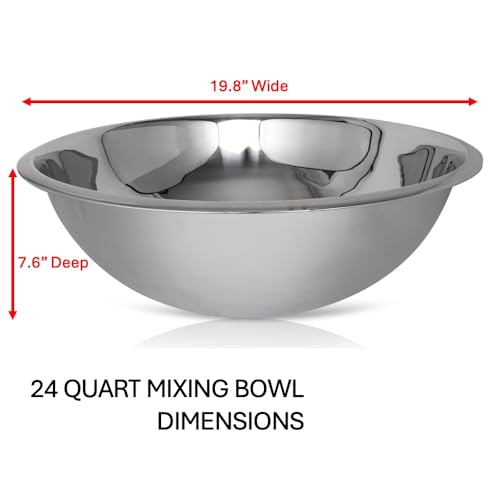 24 Quart Large Stainless Steel Mixing Bowls Set