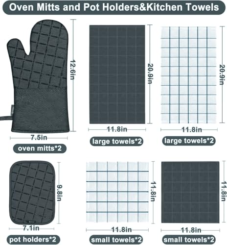 Oven Mitts Pot Holders Sets (Deep Green)