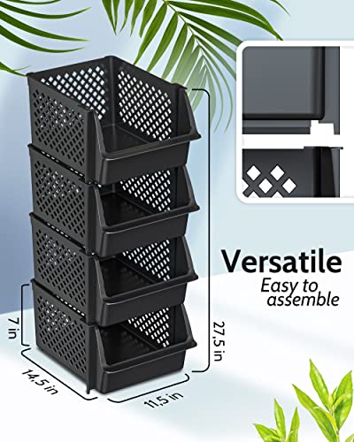 Stackable Storage Bins Open Front for Pantry Storage