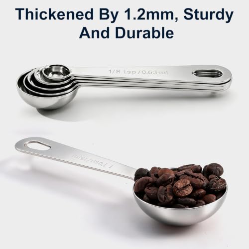 12-Piece 18/8 Stainless Steel Measuring Cups and Spoons Set, Silver (Silver / Set of 12)