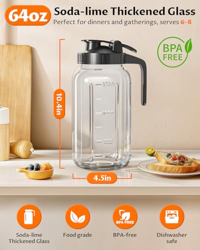 64 oz Mason Jar Pitcher with Lid
