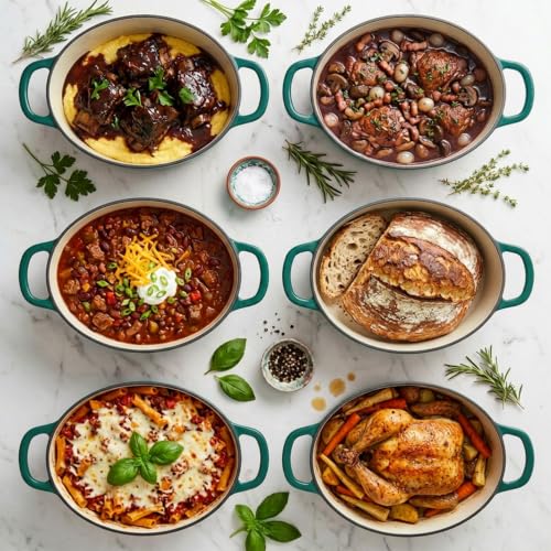 8 qt Oval Enameled Cast Iron Dutch Oven Pot (Bondi / 8 QT)