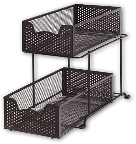 2 Tier Sliding Cabinet Basket Organizer Drawer
