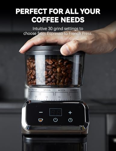 Coffee Bean Grinder with 30 Grinding Settings (Black)