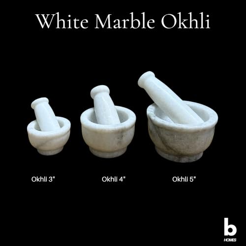 Marble Granite Mortar and Pestle Set (Kundi White Marble / 5 Inch)