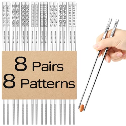 8 Pairs Metal Chopsticks Reusable 18