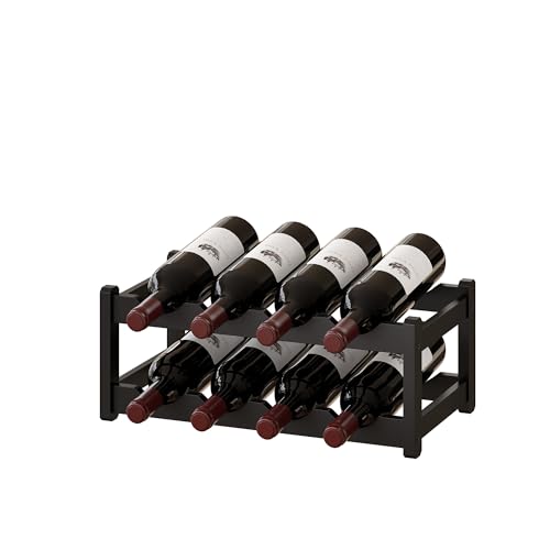 Bamboo Wine Rack Wine Storage Cabinet Shelf 16 Bottle Wine Racks Countertop Sturdy for Kitchen Dining Room Pantry