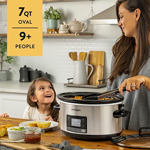 Crock Pot 7 Quart Portable Programmable Slow Cooker with Timer and Locking Lid