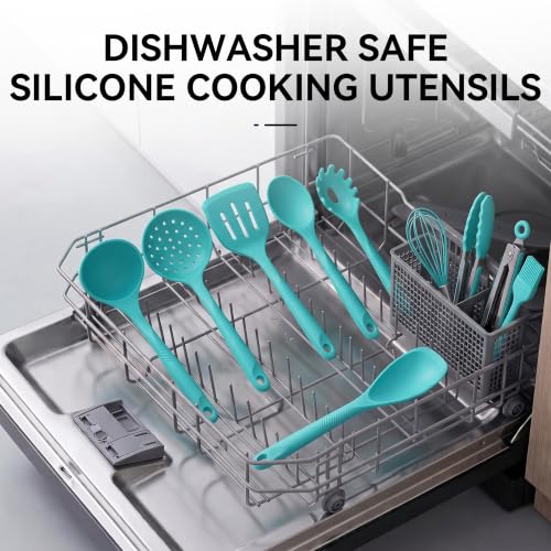 Silicone Cooking Utensils Set (Teal)