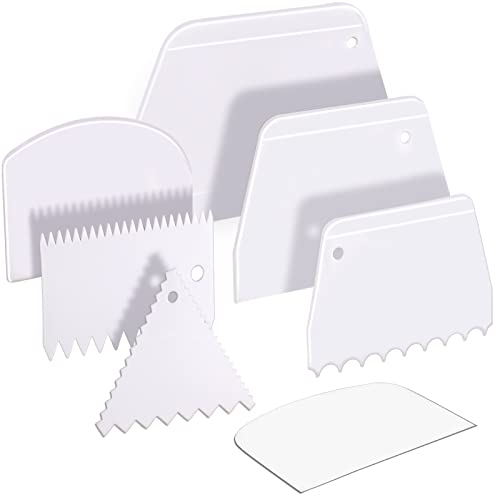 7 Pcs Dough Scraper Bowl Scraper Cutters Cake Icing Scraper Smoother Tool Set