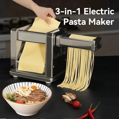 Electric Pasta Maker Machine 150 Manual Pasta Machine with Roller & Cutter Adjustable 9 Thickness & 2 Width Hand Crank Noodles Maker for Spaghetti