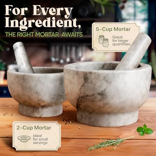 Mortar and Pestle Set (White Marble / 5-Cups)