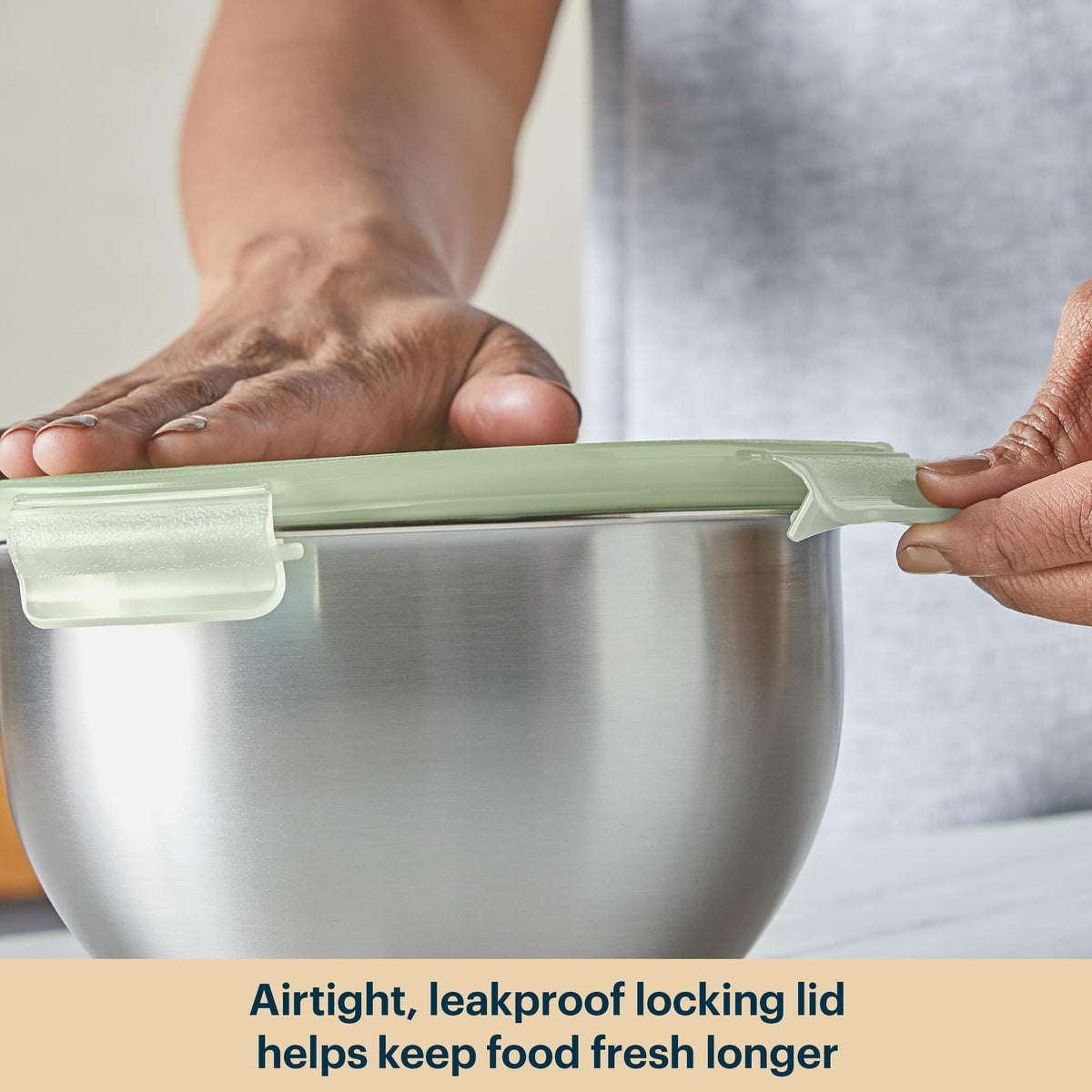 3 Pack Metal Stainless Steel Mixing Bowls with Airtight Locking Lids (3-Pack)