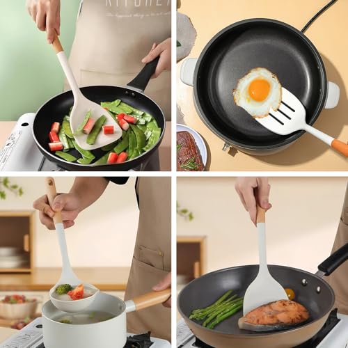 Silicone Cooking Utensils Set 5 Pcs Large Non (Large 5-Piece Set / White)