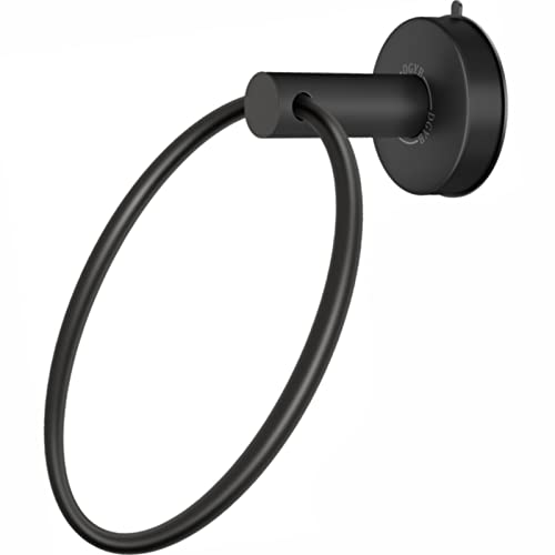 Suction Cup Hand Towel Ring Matte Black Hand Towel Holder for Bathroom Wall SUS 304 Stainless Steel Kitchen Towel Hanger