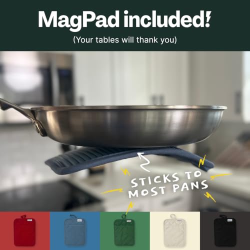 Magnetic Oven Mitts & Pot Holder 3 Pc Set (Blue Steel)