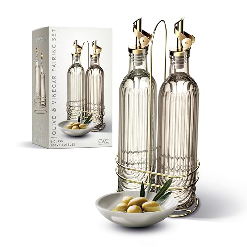 Glass Olive Oil Bottle Dispenser (Elegant Fluted / Brown)