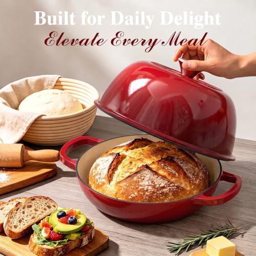6QT Enameled Dutch Oven for Sourdough Starter Kit (Red)