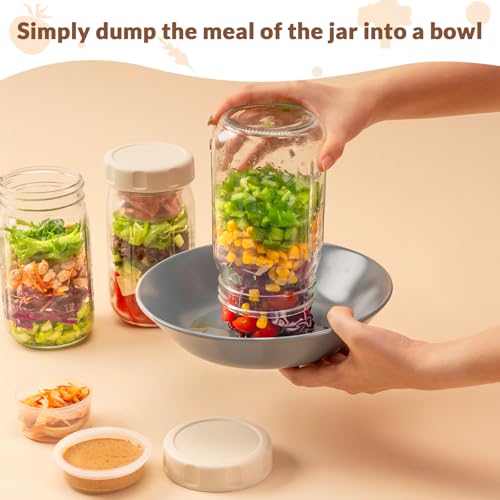 4 Pack Glass Salad Jars with Lids Meal Prep