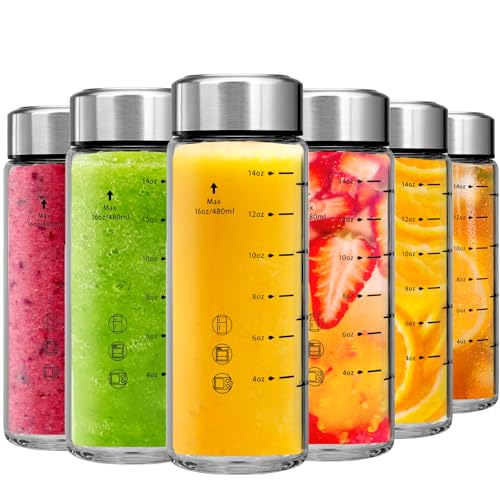 Glass Juice Bottles Wide Mouth Glass Water Bottles with Lids