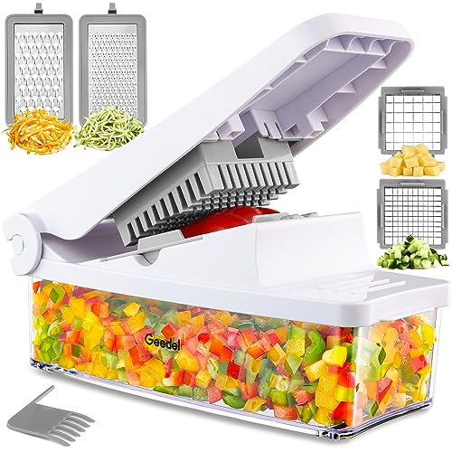 Vegetable Chopper with Container (White / 4 Blades)