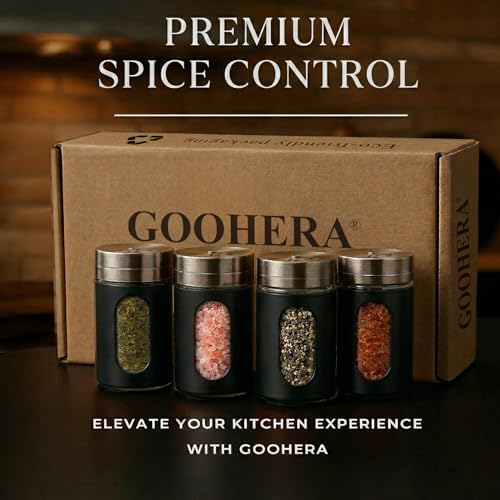 4 Piece Premium Stainless Steel Salt and Pepper Shakers Set