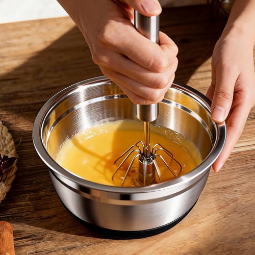 Stainless Steel Mixing Bowls Set with Lids & Silicone Base (Black)