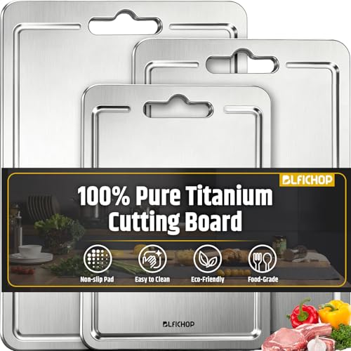 3 Piece Titanium Cutting Board Set with Juice Groove for Kitchen (Gray / 17.32x11.8in)