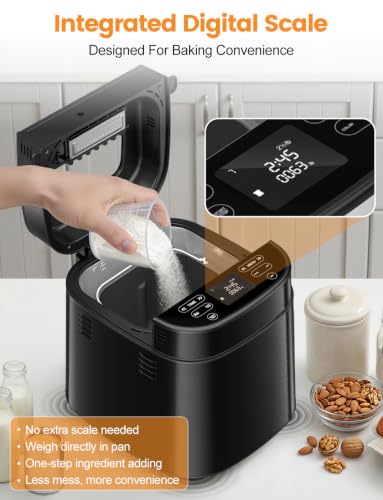 25-in-1 2.5LB Bread Maker with Built-in Electronic Scale (Jet Black)