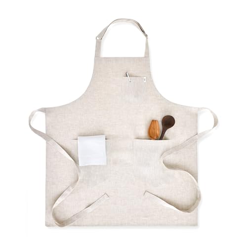 Linen Bib Apron for Men & Women 33 x 30 Inch Apron