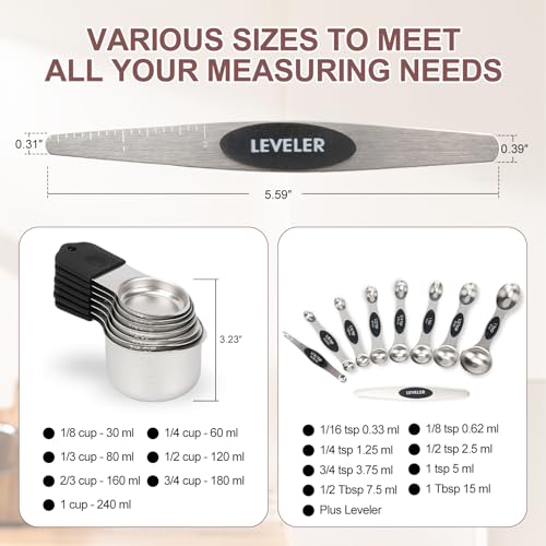 16 Piece Magnetic Measuring Cups and Spoons Set