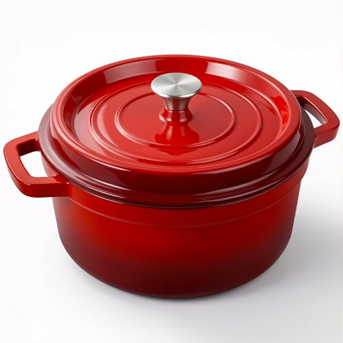 6.5 Quart Enameled Dutch Oven Pot with Lid (6.5 QT / Red)