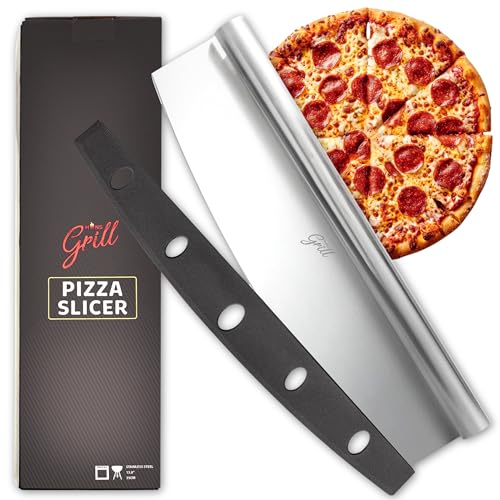 Pizza Cutter Rocker Blade By Hans Grill 14" Large Pizza Slicer Sharp