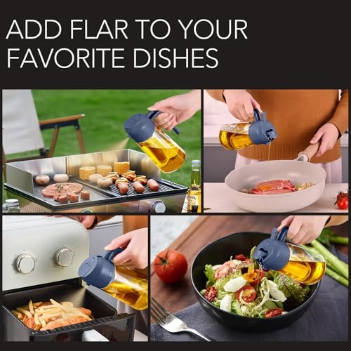 16 oz 2-in-1 Glass Olive Oil Sprayer for Cooking, Navy (1Pc Navy)