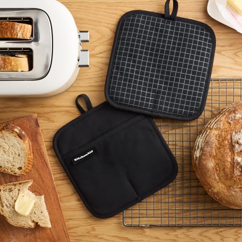 Gourmet Series Gridlines Pot Holders 2 (Matte Black)