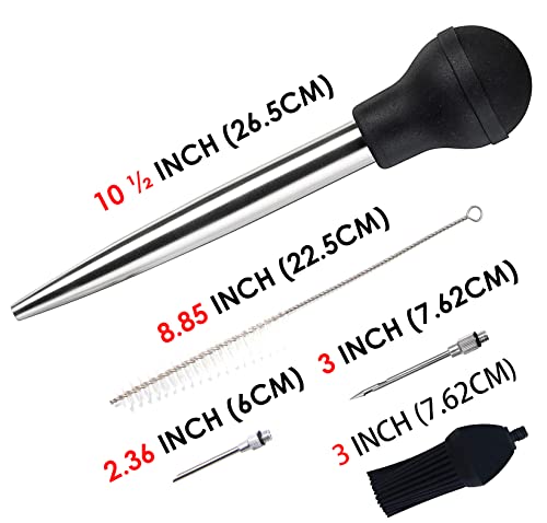 Best Utensils Stainless Steel Turkey Baster Commercial Grade Quality Bulb Including Marinade Injector Needle And Silicone Basting Brush