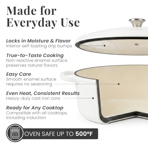 8 qt Oval Enameled Cast Iron Dutch Oven Pot (White / 8 QT)