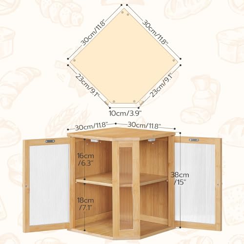 Bread Box Bamboo Bread Box for Kitchen Countertop (Natural)