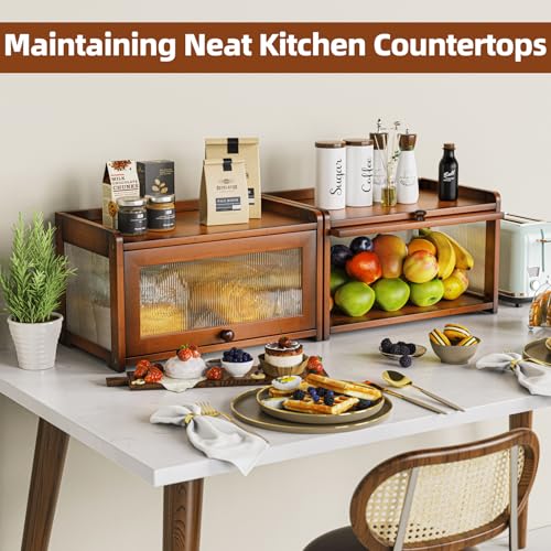 Bamboo Bread Box for Kitchen Countertop (Amber)