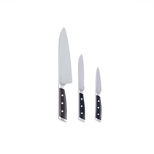 Forged German Stainless Steel Kitchen Knife Essential Set (Silver/Black / 3-Piece Knife Set)
