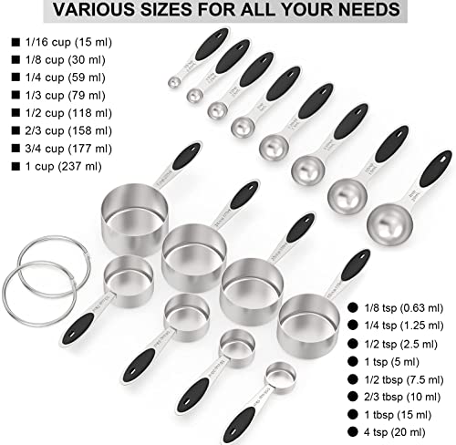 Measuring Cups & Spoons Set of 16 (Black)