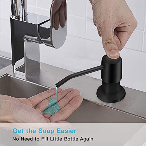 Fast Delivey) OHiHi Dish Soap Dispenser for Kitchen Sink (Brushed Nickel), Countertop Water Pump with 47” No-spill Extension Tube Kit Design For Kitchen Bathroom, Refill from the Top, No More Refills
