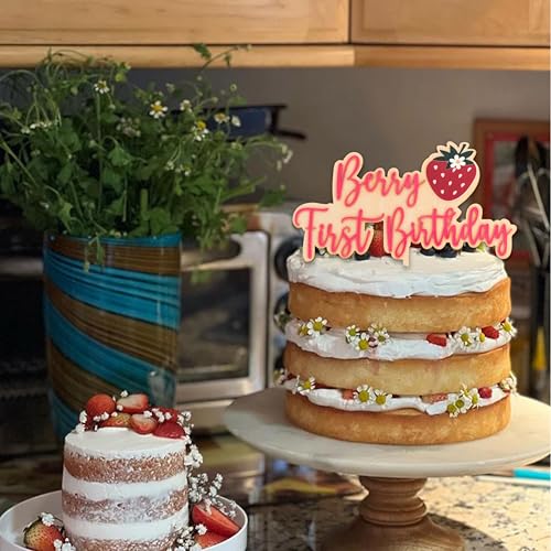 Strawberry Berry First Birthday Cake Topper