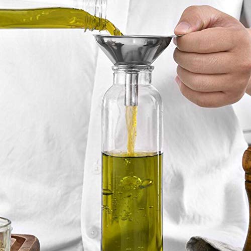 3 in 1 Metal Funnels for Filling Bottles Stainless Steel Small Kitchen Funnel Set for Transferring Essential Oils Liquid Fluid Spice Dry Ingredients Powder