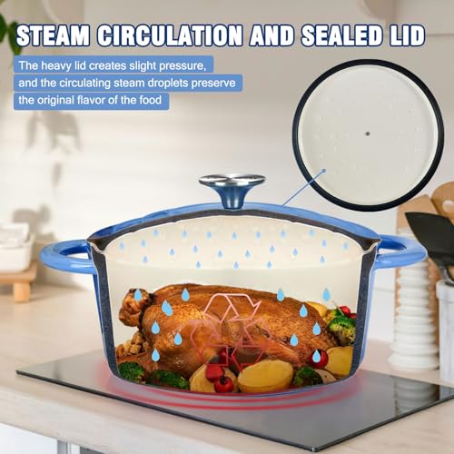 4.5 Quart Enameled Cast Iron Dutch Oven with Self (Blue / 4.5QT)