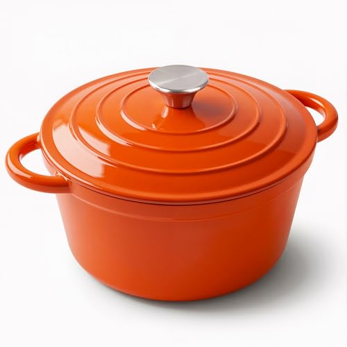 4.5 Quart Enameled Dutch Oven Pot with Lid (4.5 QT / Orange)