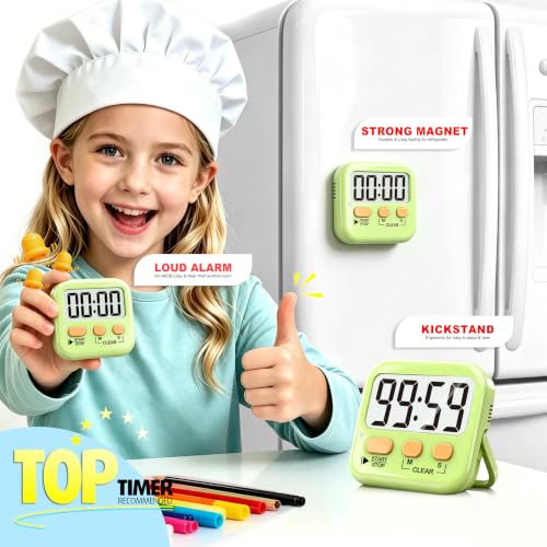 2 Pack Digital Timer for Kids Classroom Kitchen Timers for Cooking (1 * Light Green)