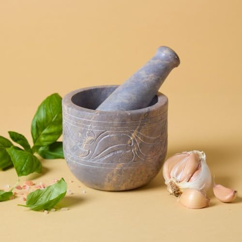Stone Mortar and Pestle for Grinding Herbs and Spices